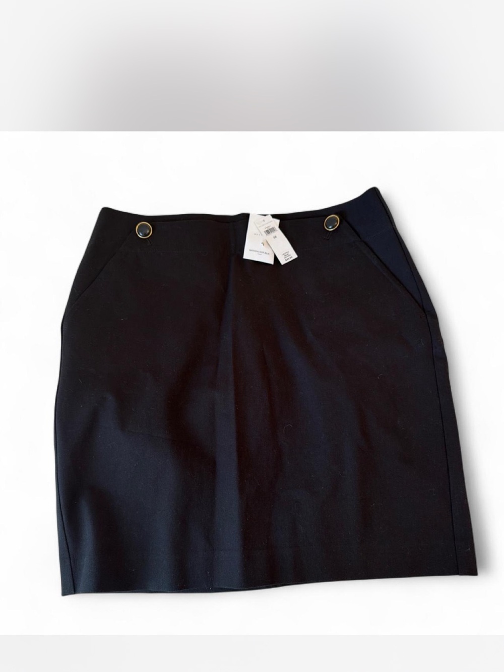 Banana Republic Black Pencil Skirt with Button Accents